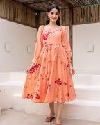 Peach Floral Kota Dress