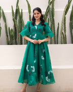 Green Organza Floral Dress