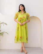 Lime Organza Shirt Dress