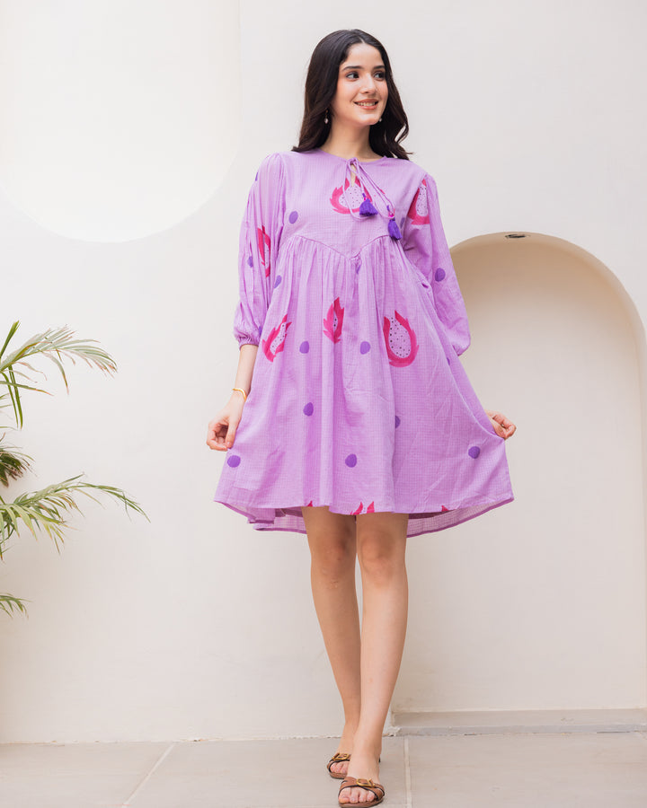 Purple Handpainted Short Dress