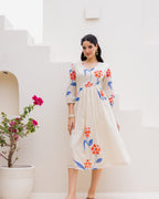 Off-White Floral Kota Dress