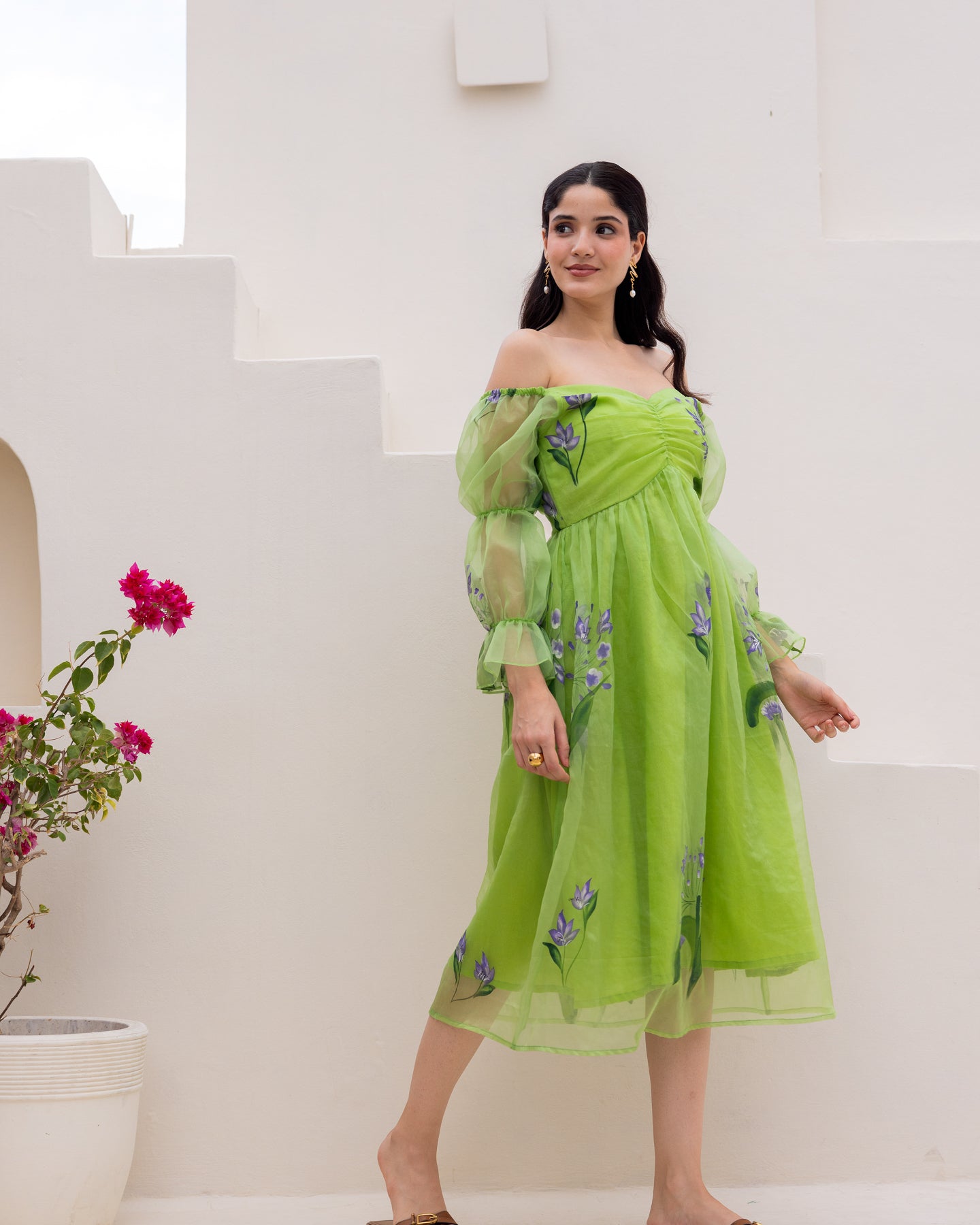 Leaf Organza Floral Dress