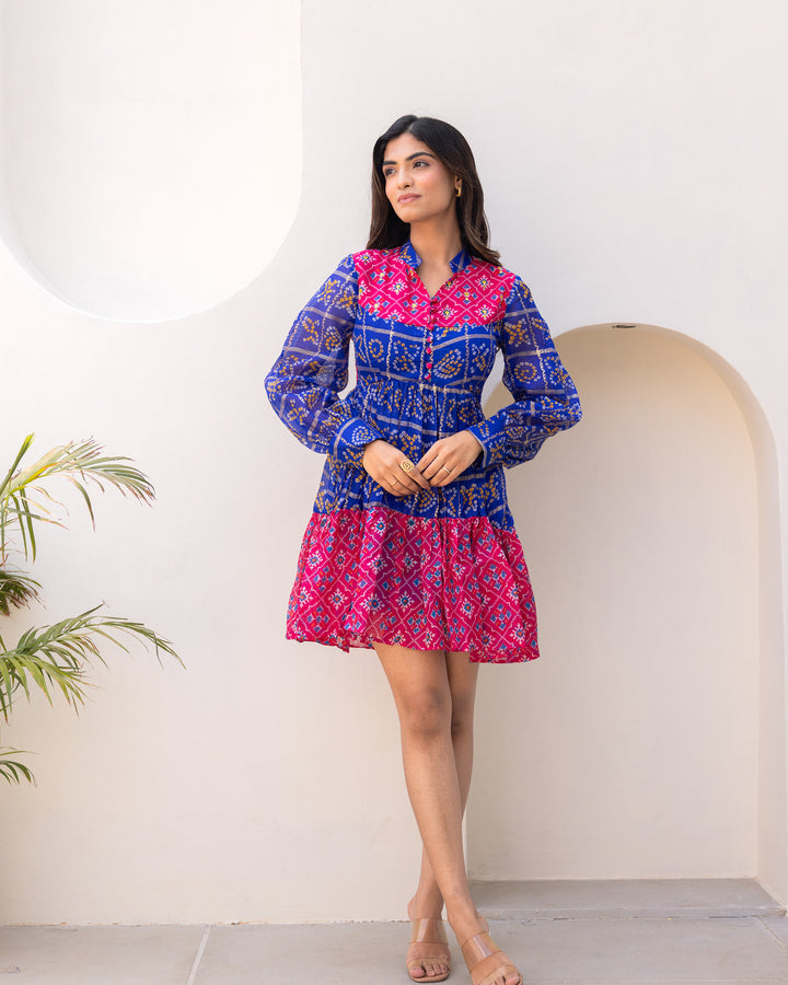 Two Tone Bandhani Dress