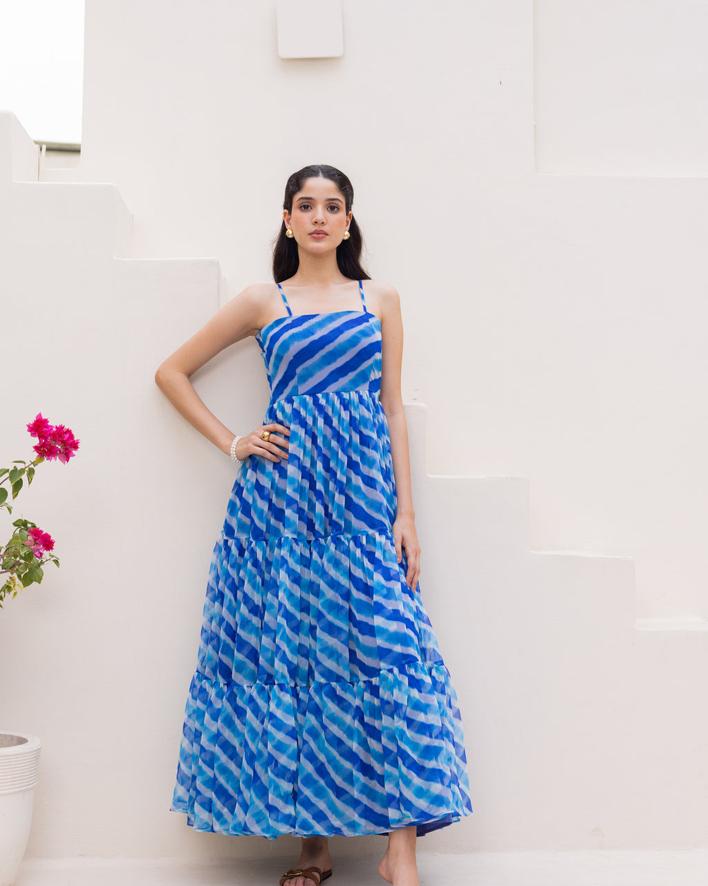 Blue Lahariya Chiffon Dress