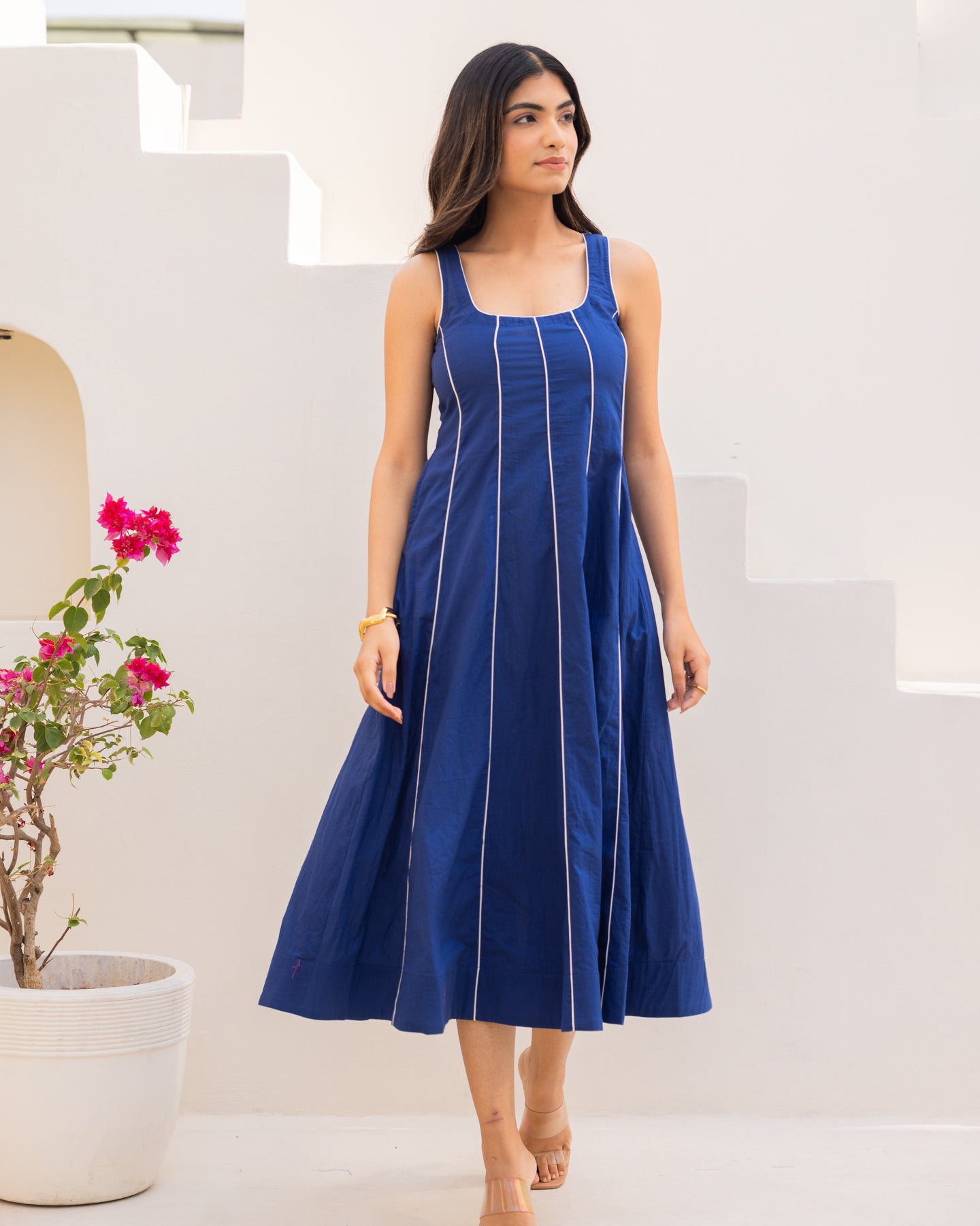 Blue Stripe Midi Dress