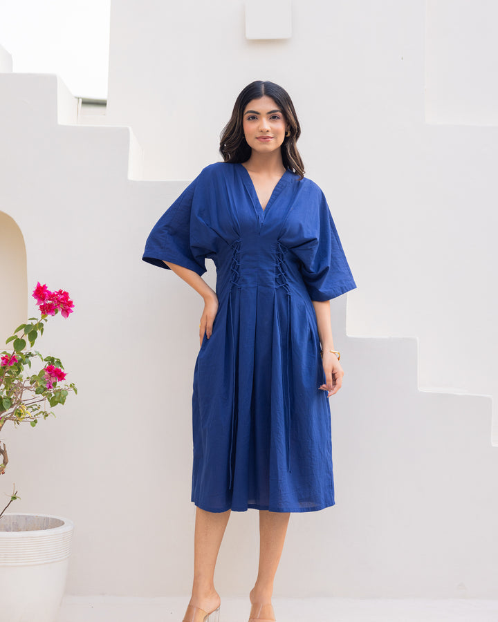 Blue Kimono Cotton Dress