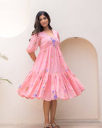 Pink Floral Kota Dress