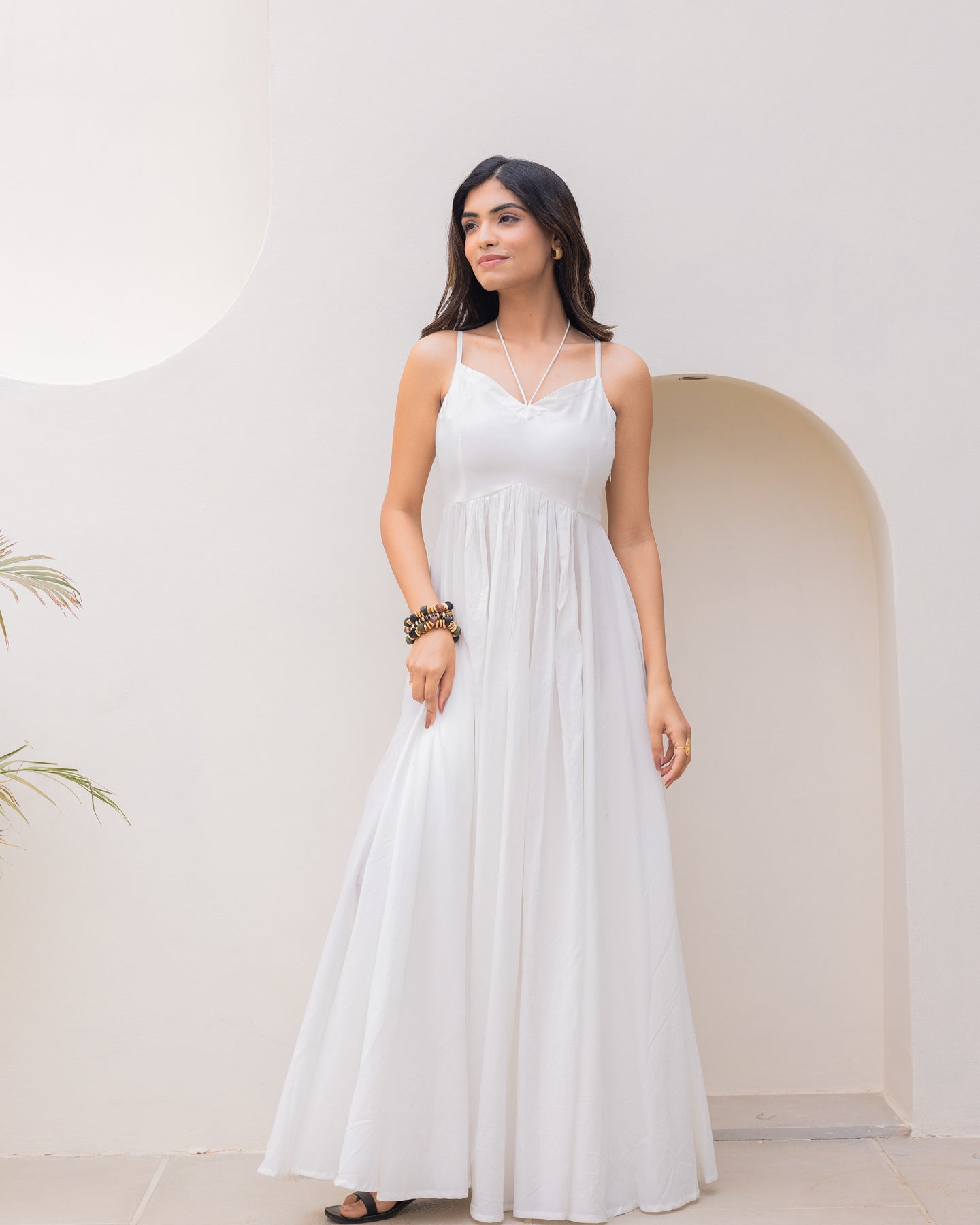 Off-white Strappy Maxi Dress