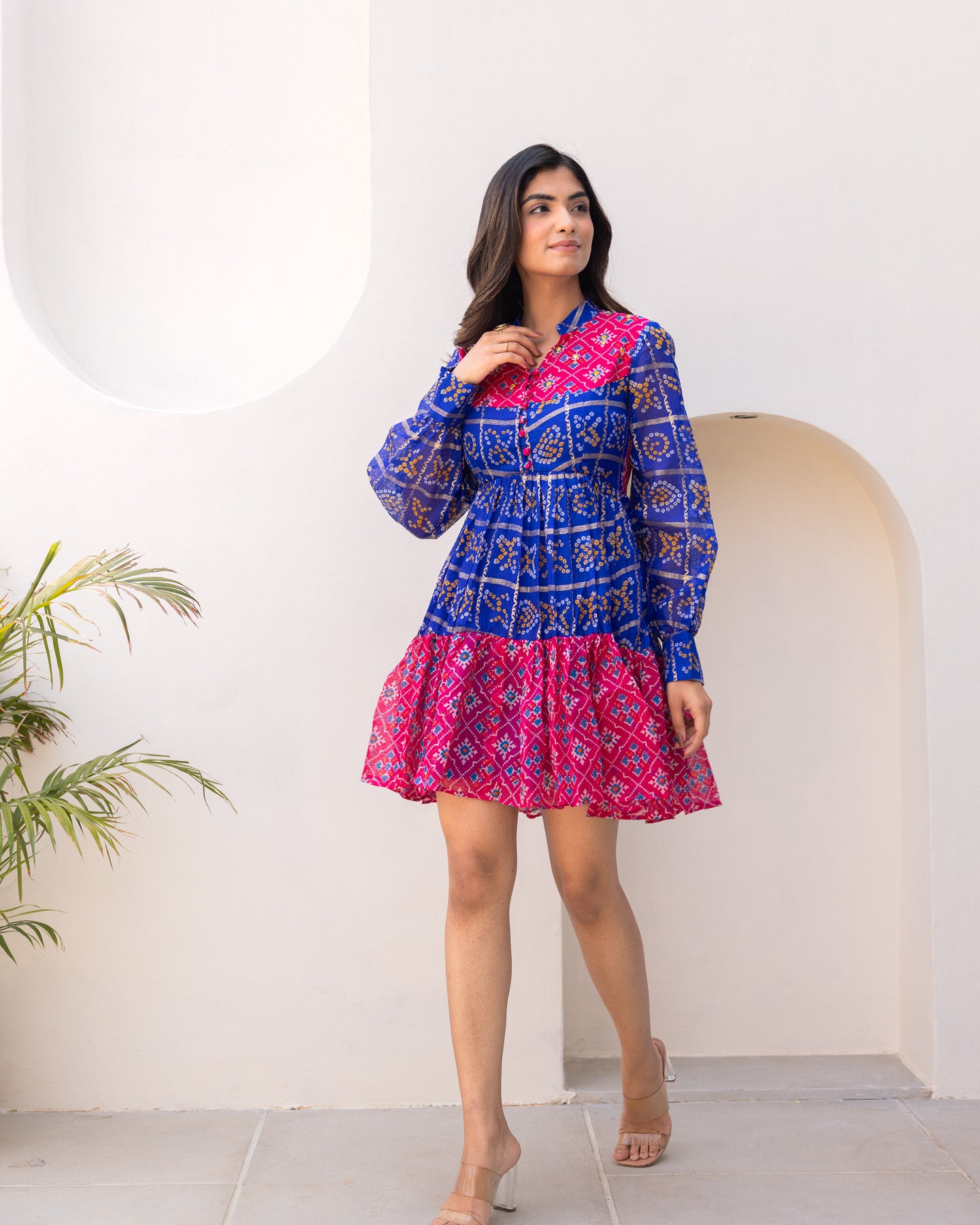 Two Tone Bandhani Dress