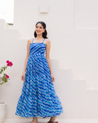 Blue Lahariya Chiffon Dress