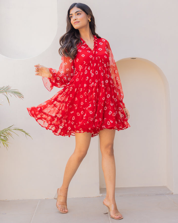 Red Chiffon Dress