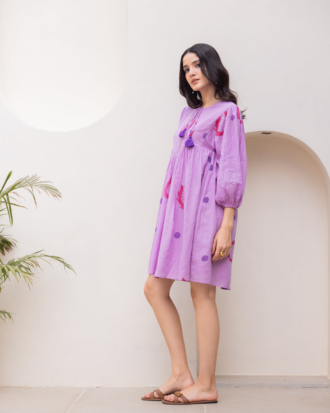 Purple Handpainted Short Dress