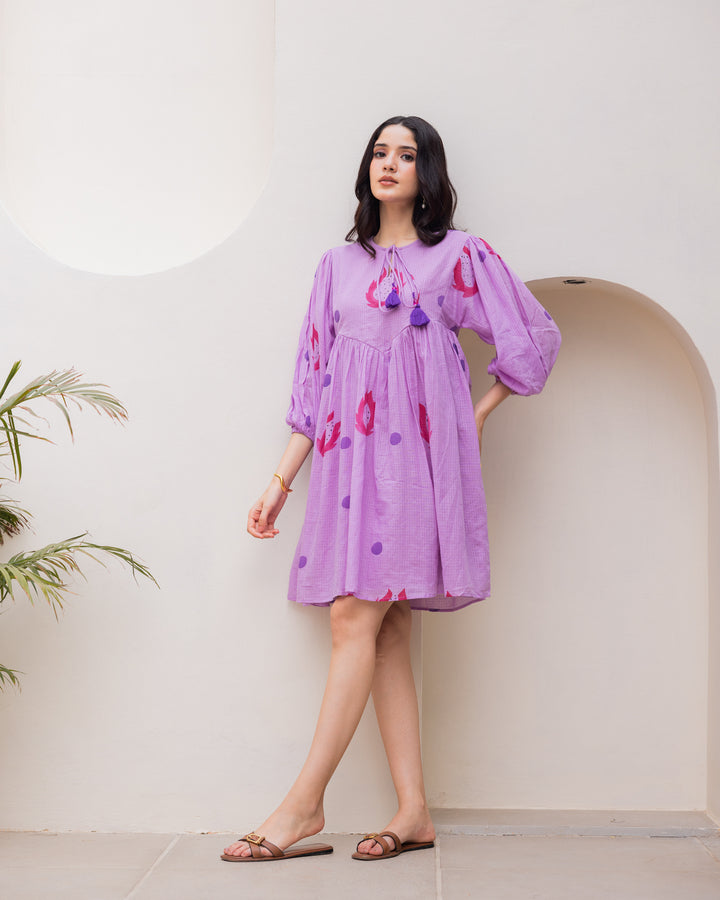 Purple Handpainted Short Dress