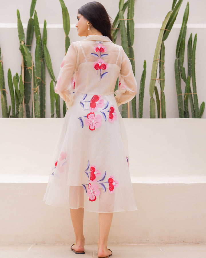 Off-white Organza Floral Dress