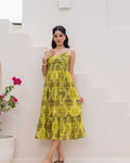 Green Tie Dye Tiered dress
