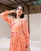 Peach Floral Kota Dress