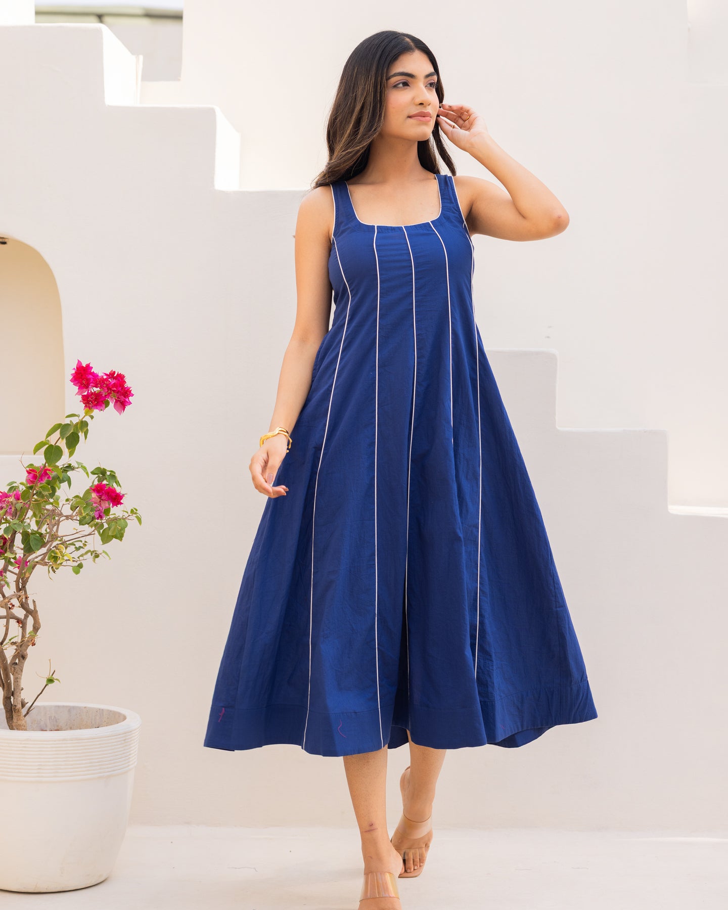 Blue Stripe Midi Dress