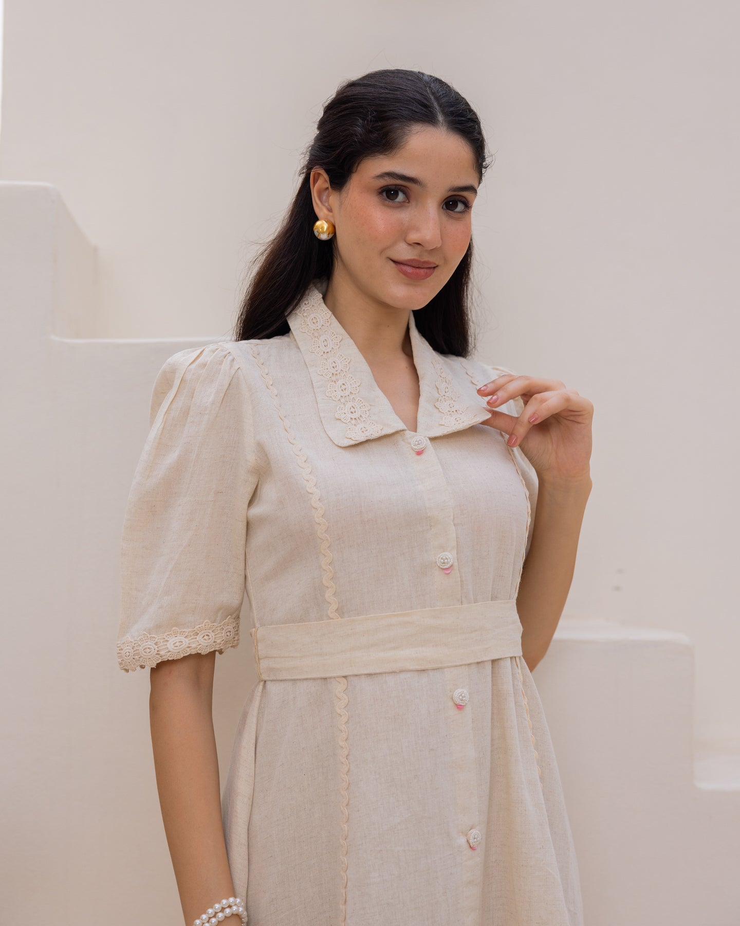 Cotton Ivory Lace Dress