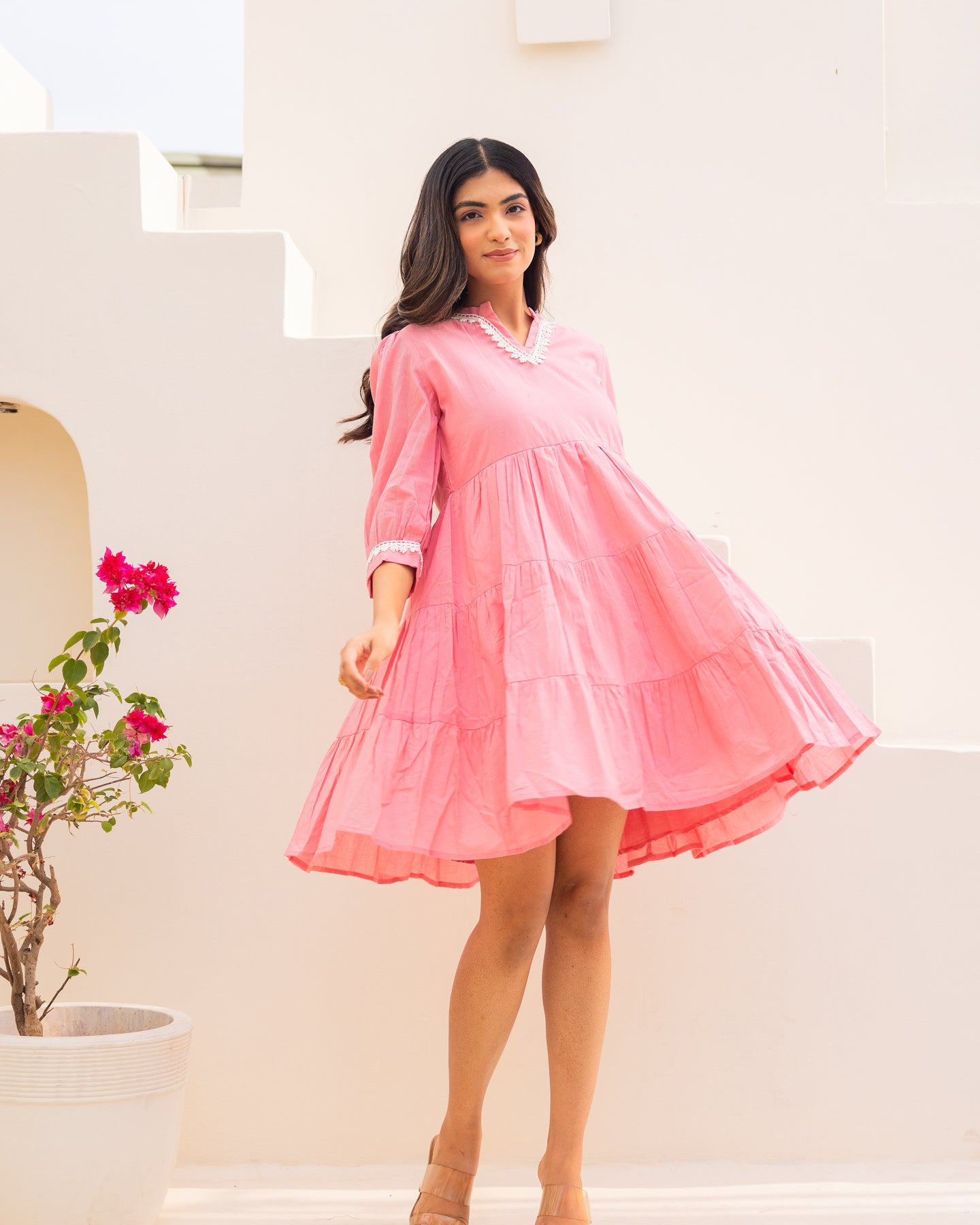 Buy Light Pink Mulmul DressOnline In India – Ambraee