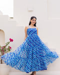 Blue Lahariya Chiffon Dress