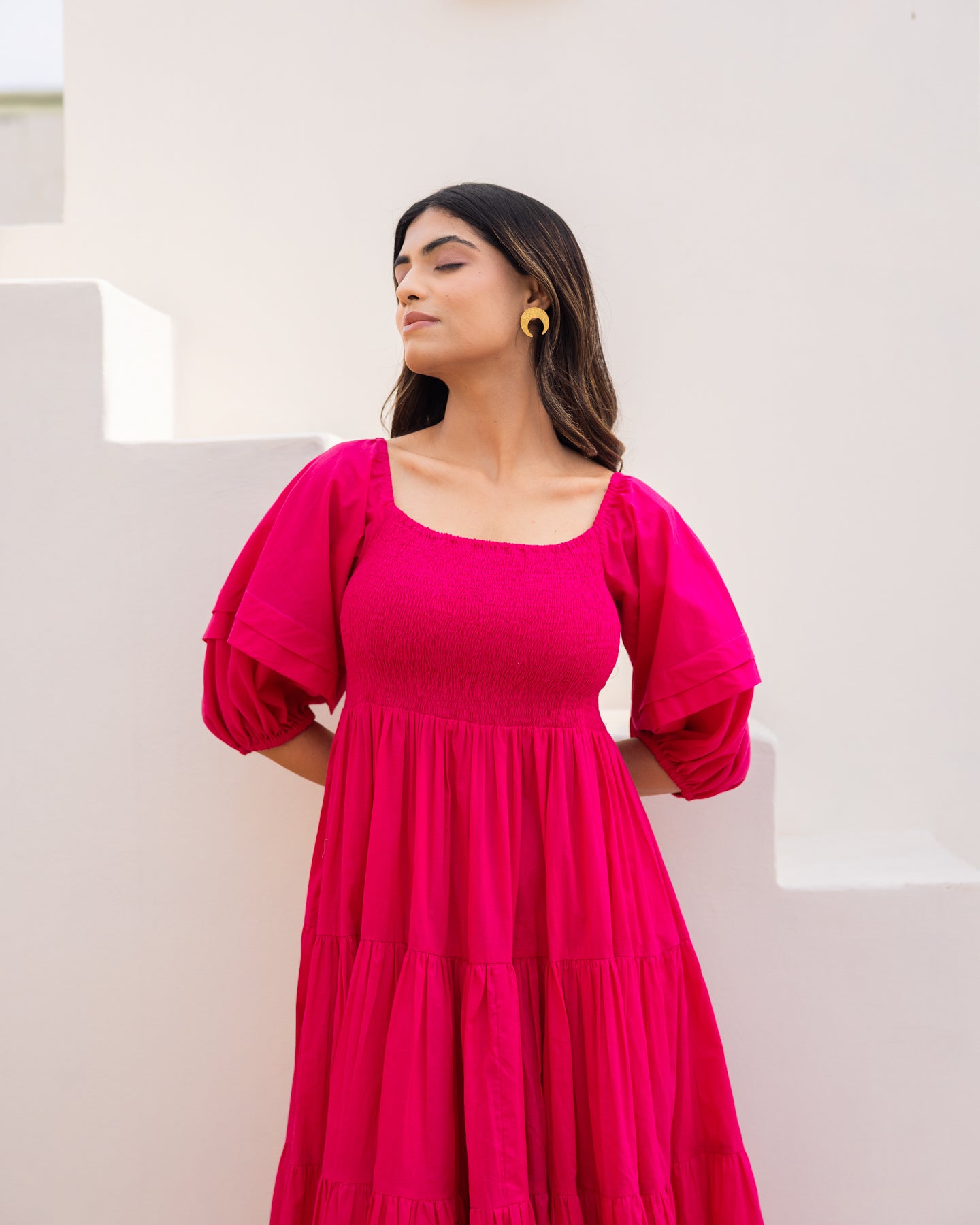 Hot Pink Tiered Dress