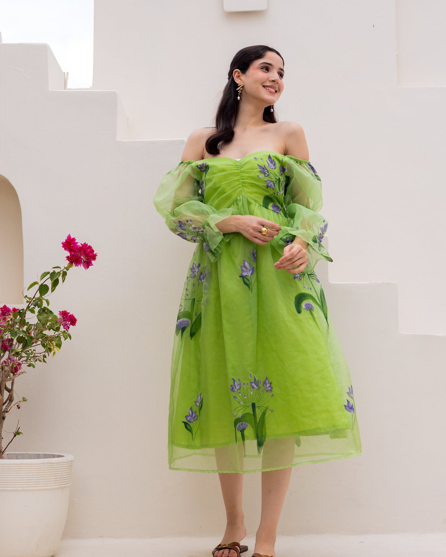 Leaf Organza Floral Dress