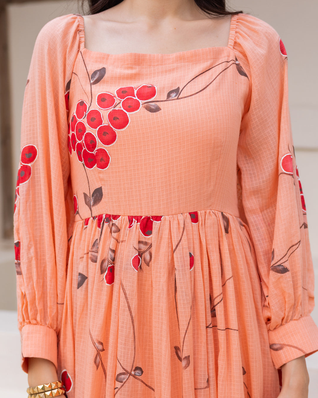 Peach Floral Kota Dress