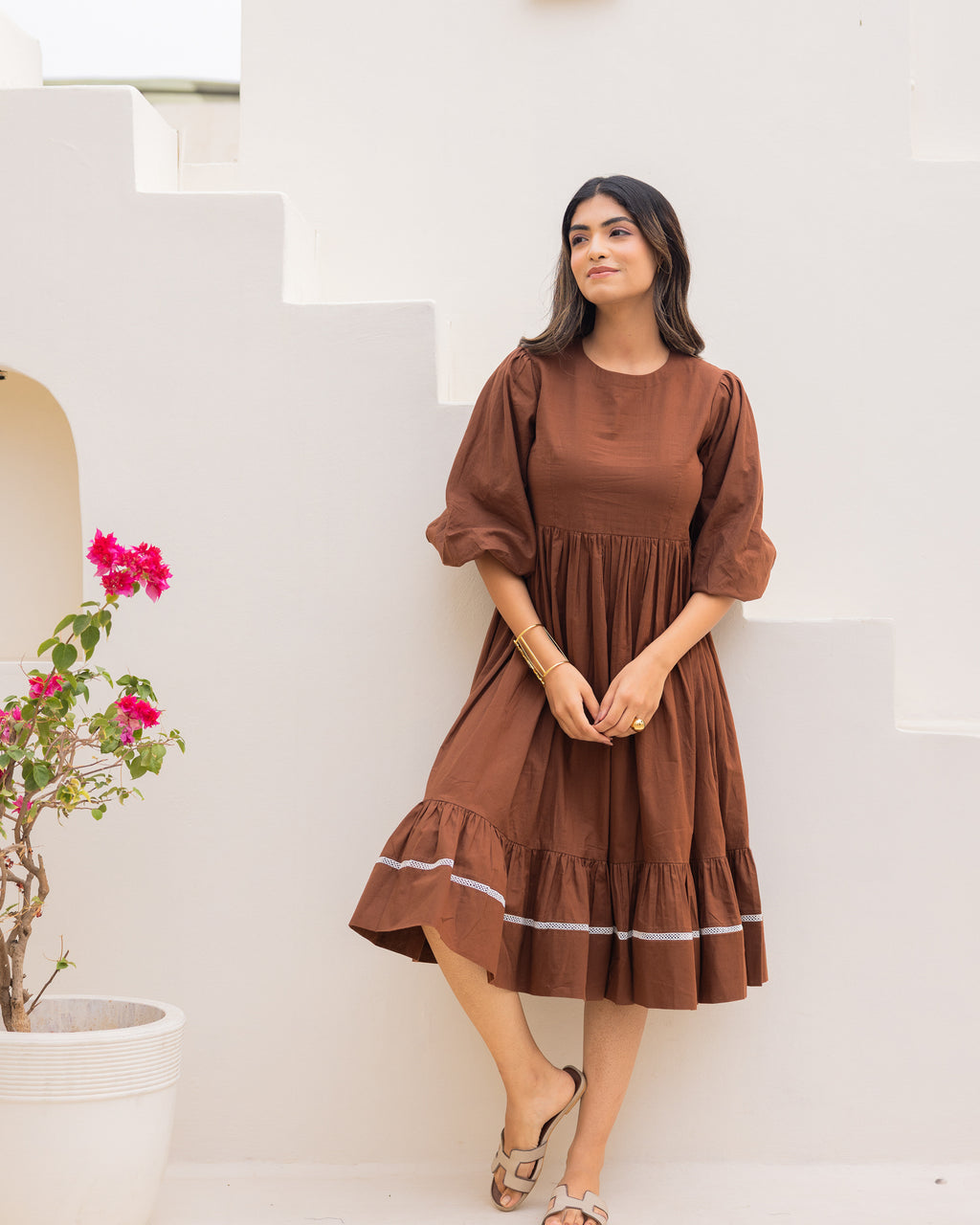Brown Pure Cotton Dress