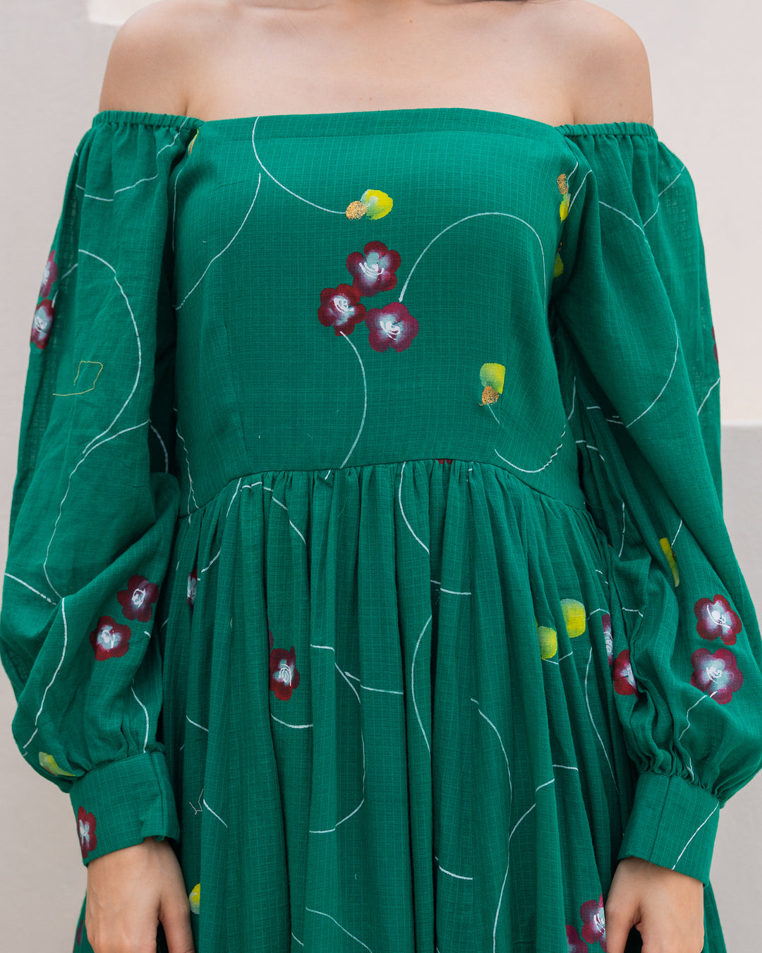 Deep Green Floral Dress