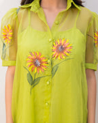 Lime Organza Shirt Dress