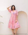 Pink Floral Kota Dress