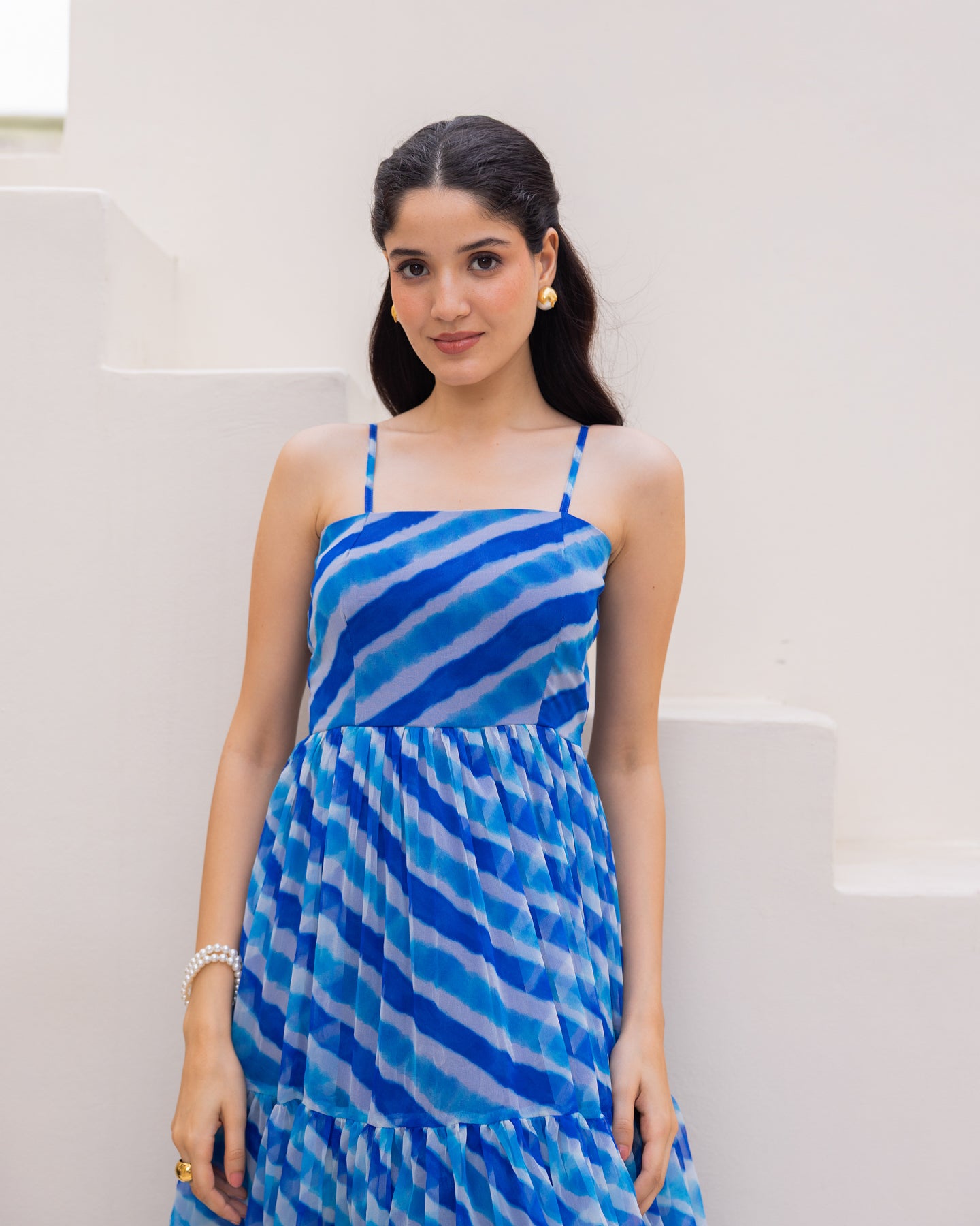 Blue Lahariya Chiffon Dress