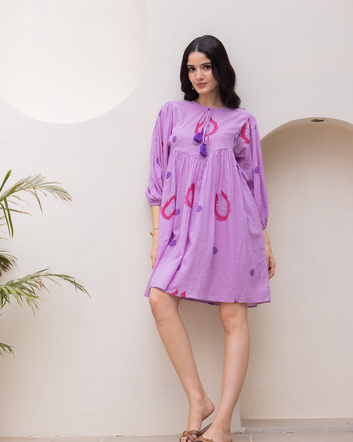 Purple Handpainted Short Dress