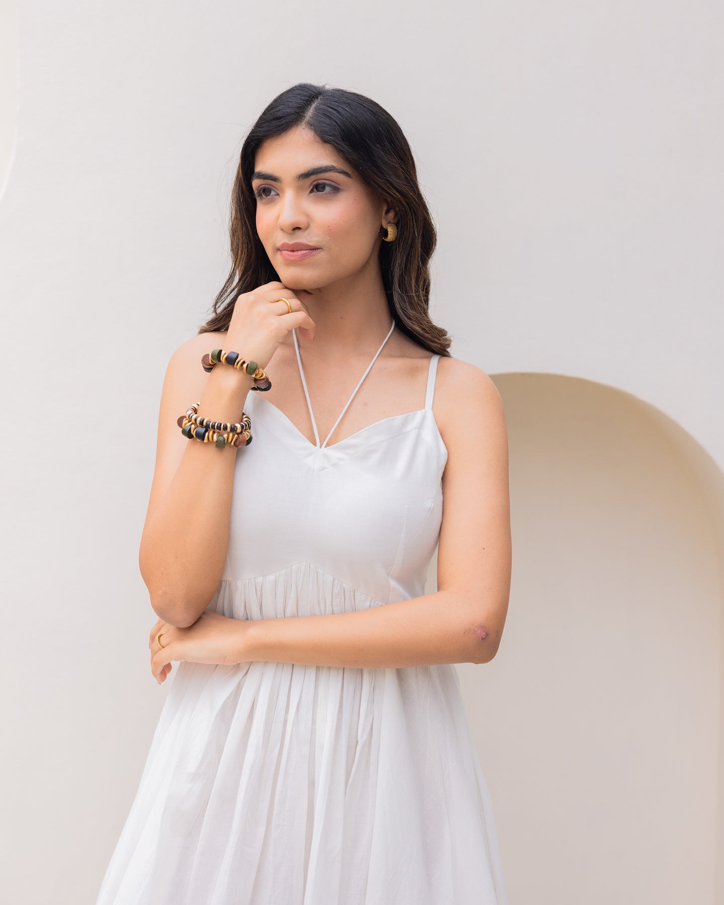 Off-white Strappy Maxi Dress