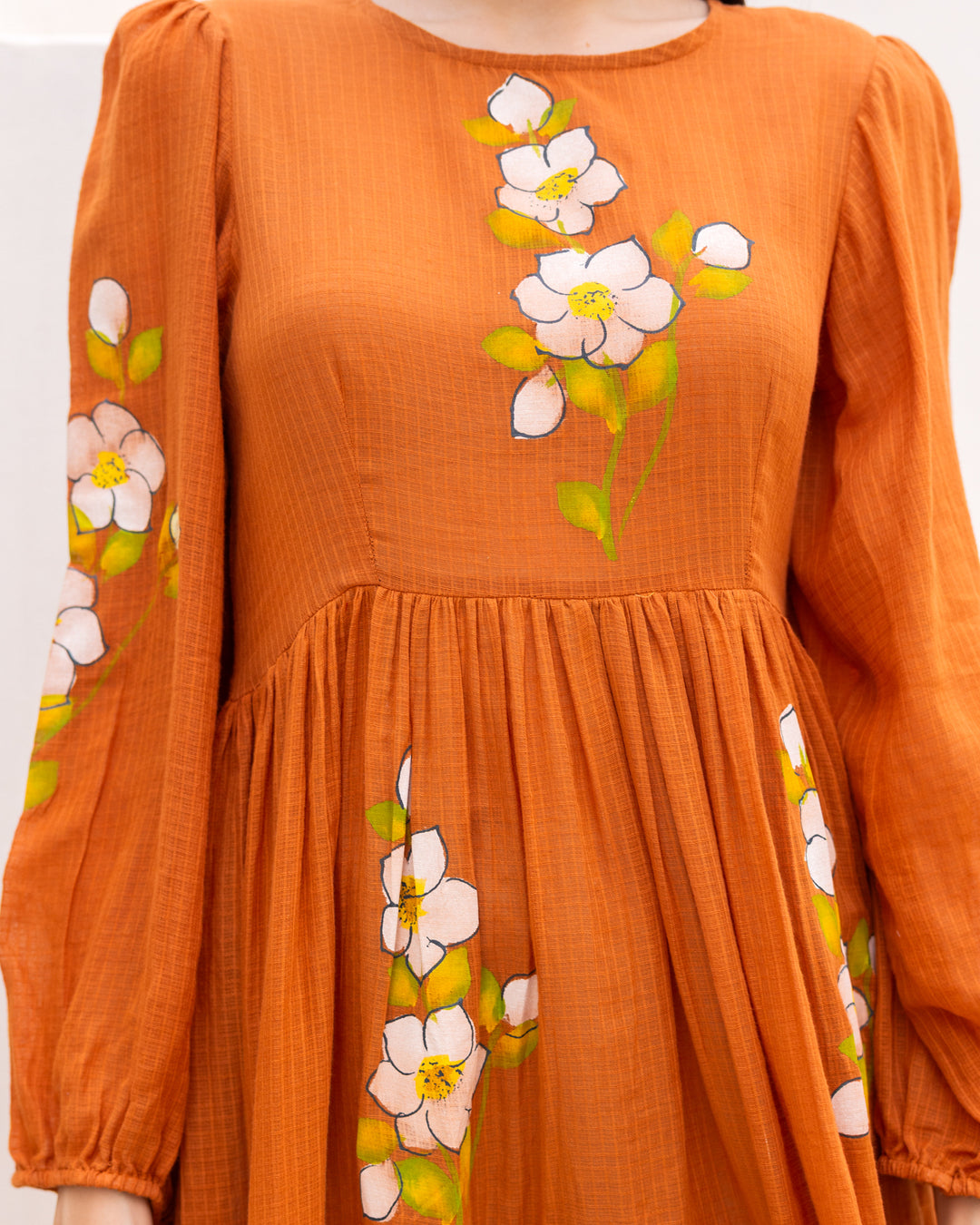 Brown Floral Handpaint Kota Dress
