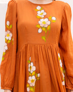Brown Floral Handpaint Kota Dress