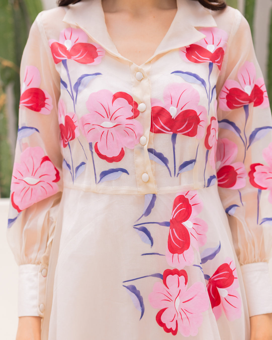 Off-white Organza Floral Dress