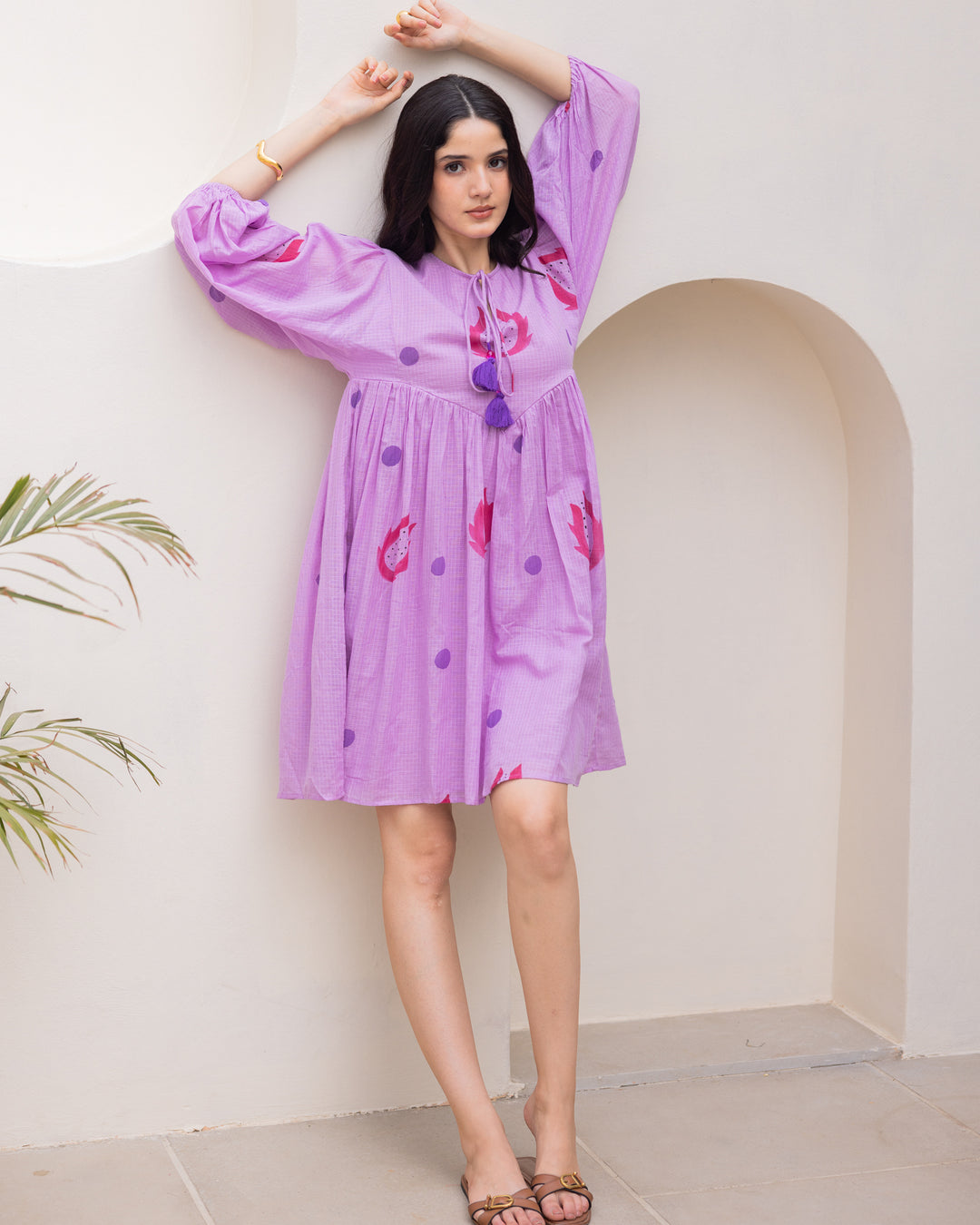 Purple Handpainted Short Dress