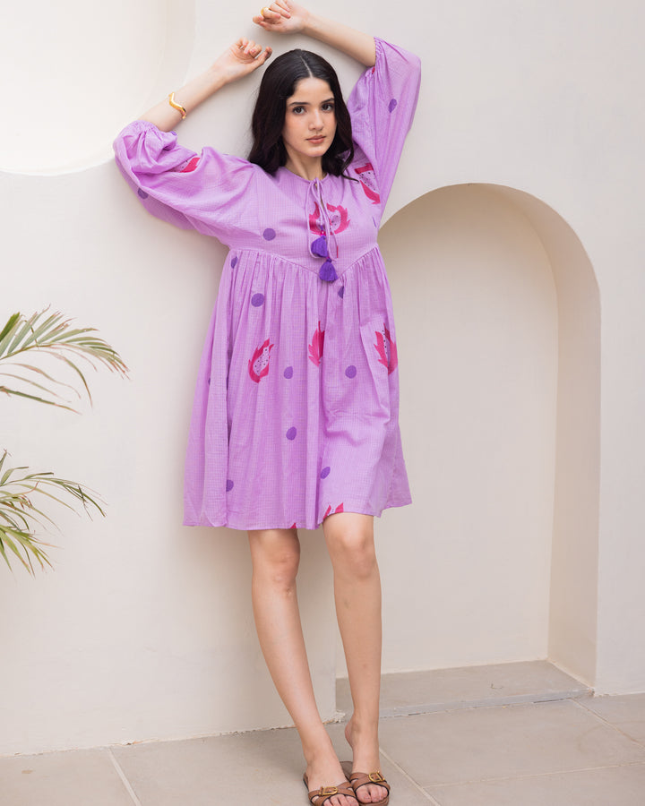 Purple Handpainted Short Dress