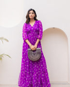 Bandhani Purple Maxi Dress