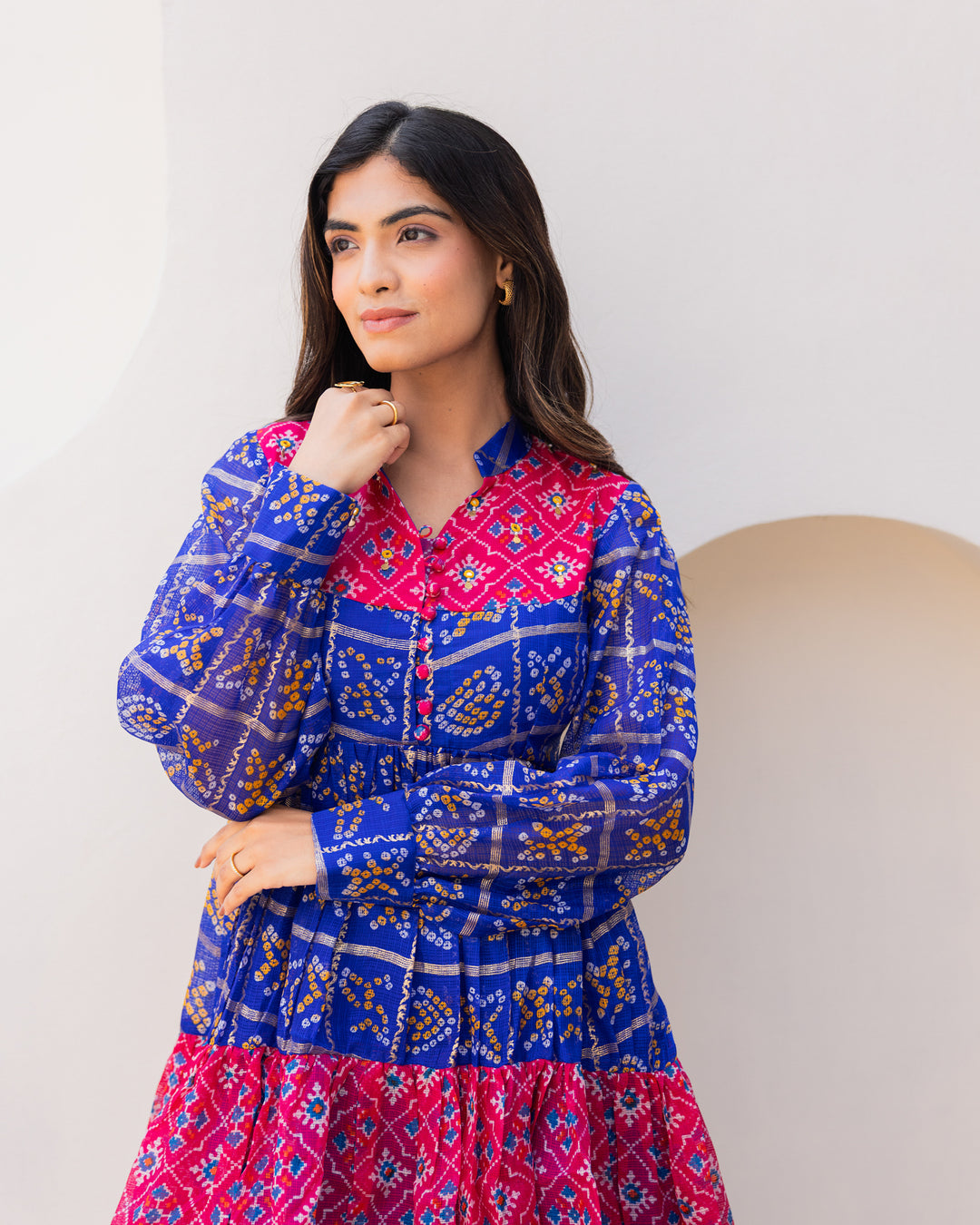 Two Tone Bandhani Dress