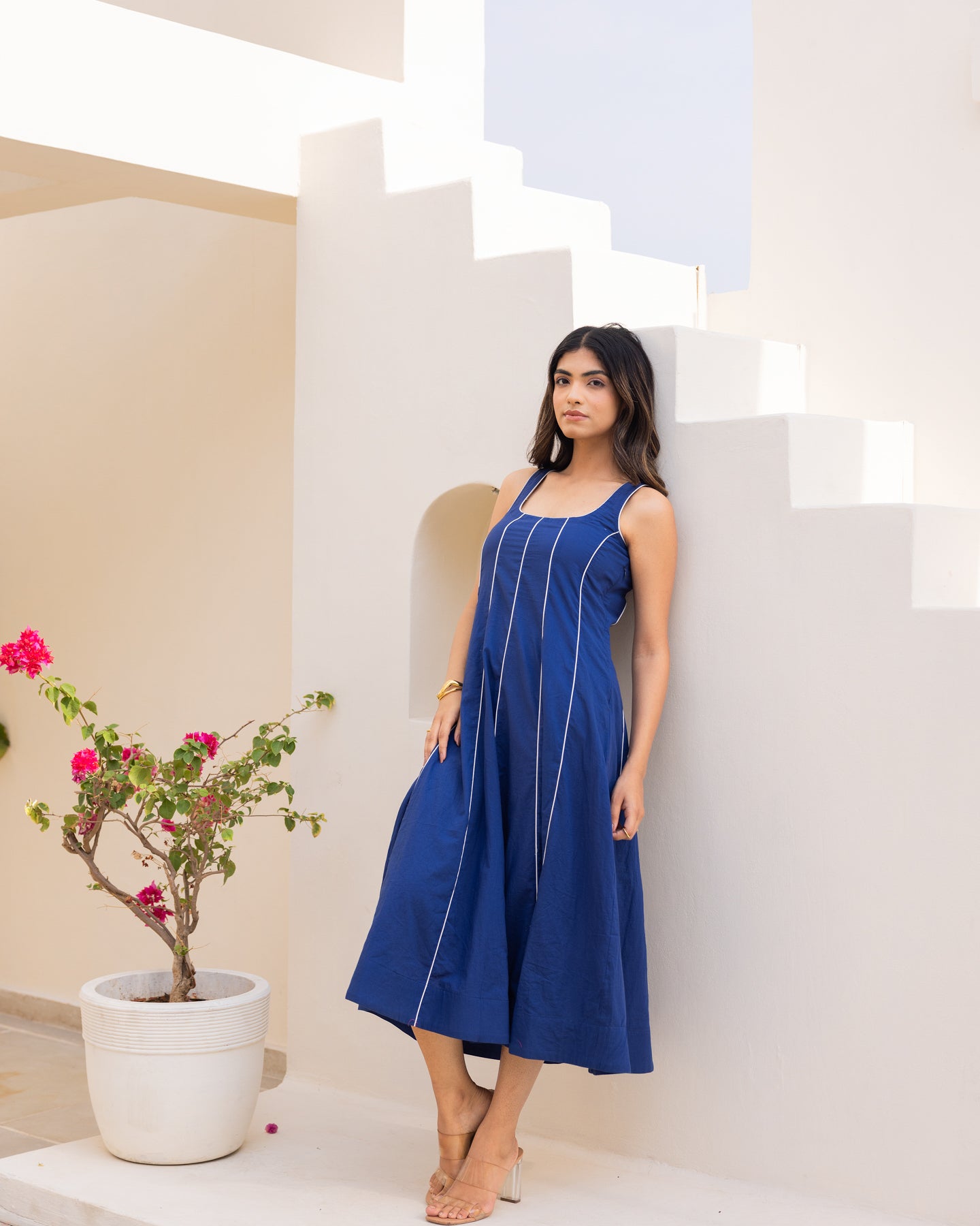 Blue Stripe Midi Dress