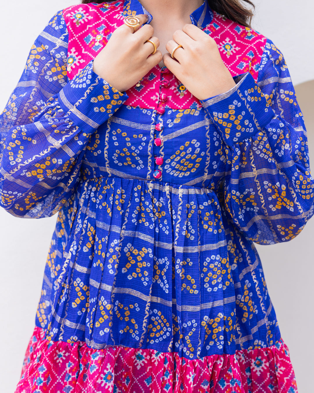 Two Tone Bandhani Dress