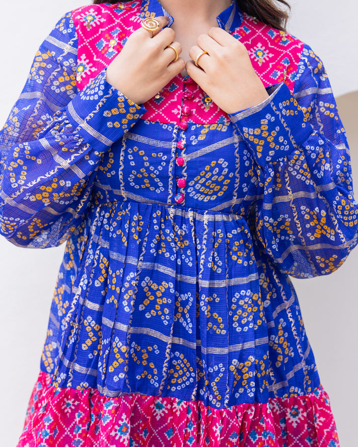 Two Tone Bandhani Dress