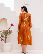 Brown Floral Handpaint Kota Dress