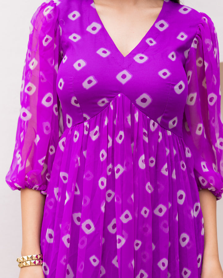 Bandhani Purple Maxi Dress