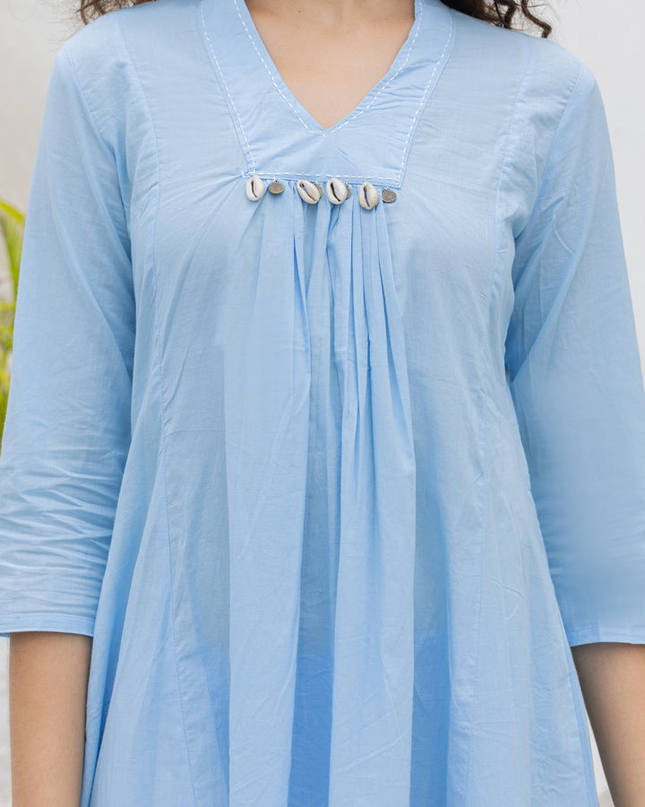Blue Cotton Kurta Set
