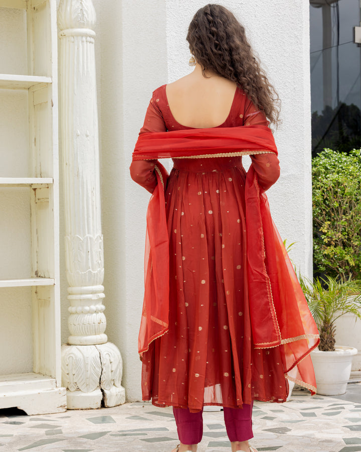 Rust Organza Suit Set