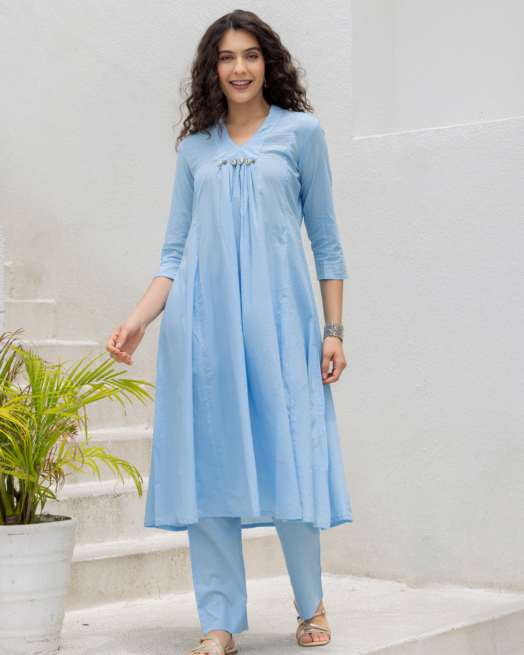 Blue Cotton Kurta Set