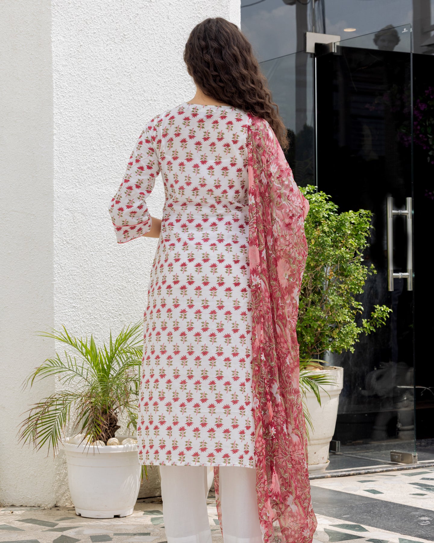 Handblock Printed Red Suit Set